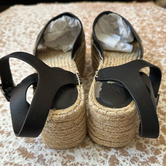 OSCS Black Espadrille Platform Ankle Strap Sandals - Picture 5 of 8